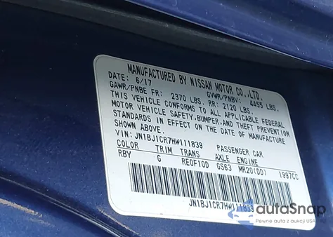 2017 Nissan Rogue Sport Sv from USA, damaged, VIN JN1BJ1CR7HW111839